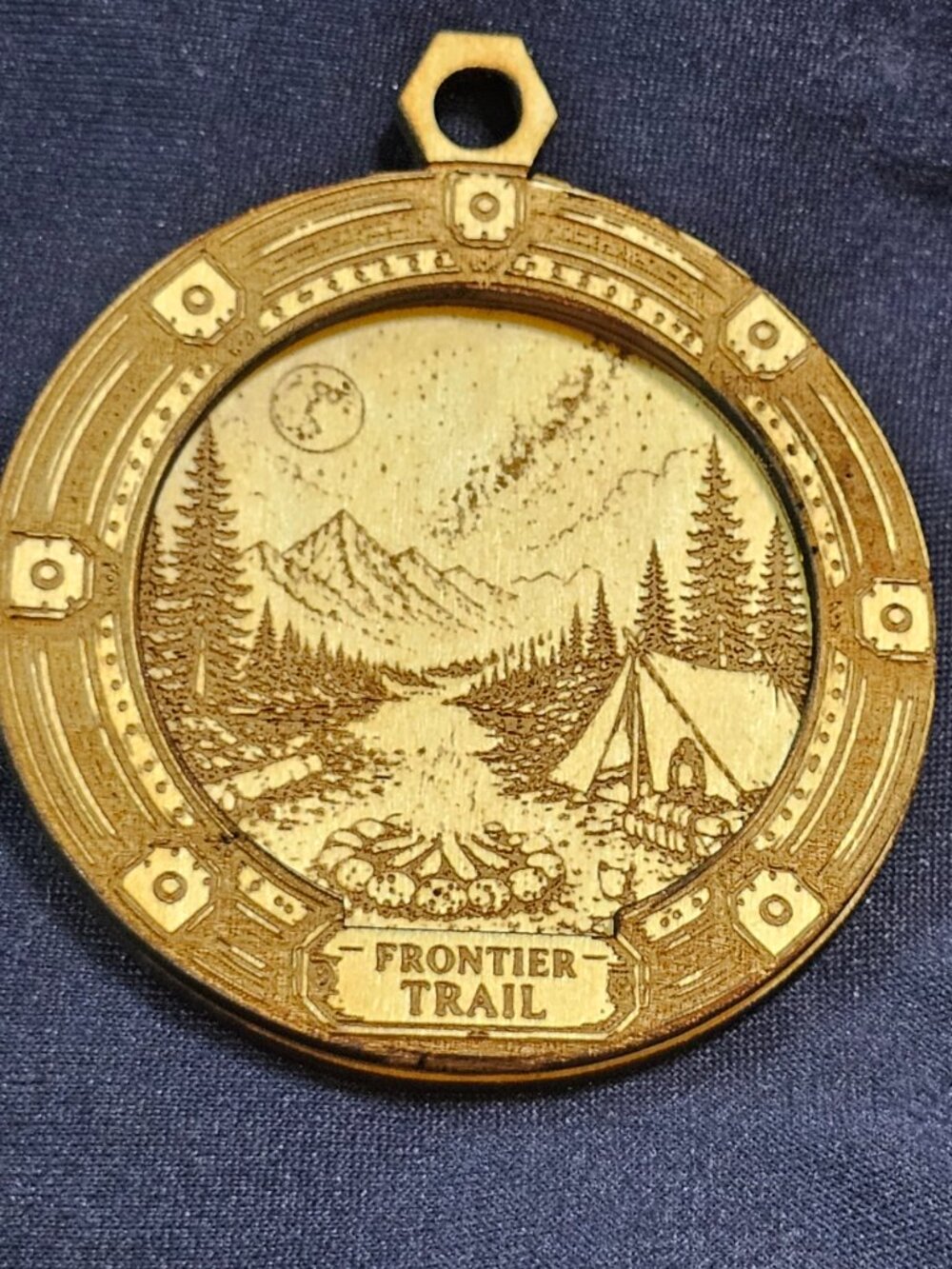 Frontier Trail Wooden Pendant | Camping & Mountain Adventure Pendant